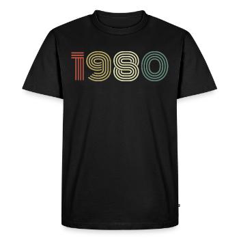 Anniversaire des années 1980 Millésime Cadeau des années 1980 Années 1980 - T-shirt Premium bio Homme - noir - Devant - Nico (187cm)