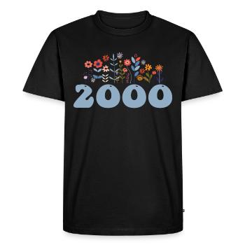 2000 motif floral 2000 thème floral fleurs 2000 - T-shirt Premium bio Homme - noir - Devant - Nico (187cm)
