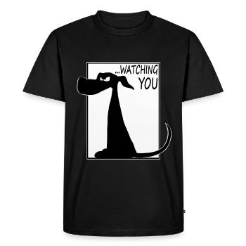 Chemise et autocollant de chien drôle - T-shirt Premium bio Homme - noir - Devant - Nico (187cm)