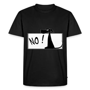 funny dog shirt / sticker. No! - Men's Premium Organic T-Shirt - black - Front - Nico (187cm)