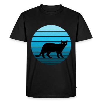 Mignon chat noir au look vintage / rétro - T-shirt Premium bio Homme - noir - Devant - Nico (187cm)