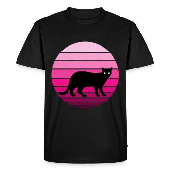 Mignon chat noir au look vintage / rétro - T-shirt Premium bio Homme - noir - Devant - Nico (187cm)