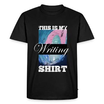 Ceci est mon écrivain de chemise d’écriture - T-shirt Premium bio Homme - noir - Devant - Nico (187cm)
