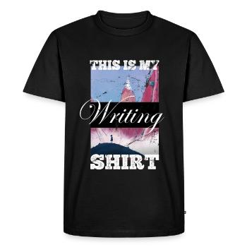 Ceci est mon écrivain de chemise d’écriture - T-shirt Premium bio Homme - noir - Devant - Nico (187cm)