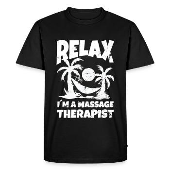 Détendez-vous chez un massothérapeutePhysiothérapeute Médecin - T-shirt Premium bio Homme - noir - Devant - Nico (187cm)