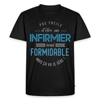 infirmier formidable - T-shirt Premium bio Homme - noir - Devant - Nico (187cm)