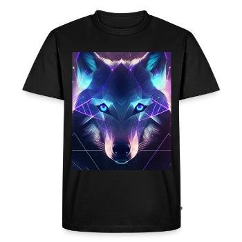 Polygone de loup géométrique abstrait mystique - T-shirt Premium bio Homme - noir - Devant - Nico (187cm)