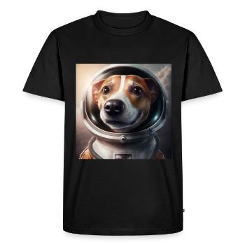 Jack Russel Astronaut Dog Space Space - Men's Premium Organic T-Shirt - black - Front - Nico (187cm)