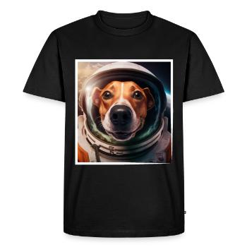 Bulldog Astronaut Dog Space Space - Men's Premium Organic T-Shirt - black - Front - Nico (187cm)