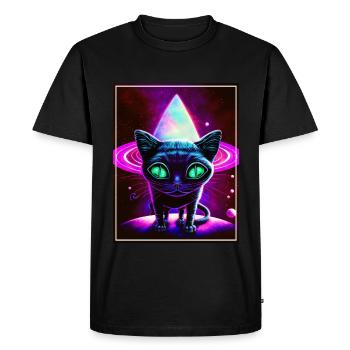 Cat Space Astronaut Space Neon Rockets - T-shirt Premium bio Homme - noir - Devant - Nico (187cm)