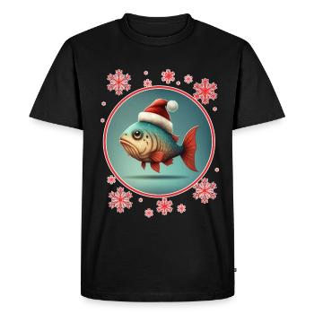 Pêche Pêcheur Pêcheuse Noël Pêcheur Poisson - T-shirt Premium bio Homme - noir - Devant - Nico (187cm)