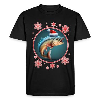 Pêche Pêcheur Pêcheuse Noël Pêcheur Poisson - T-shirt Premium bio Homme - noir - Devant - Nico (187cm)