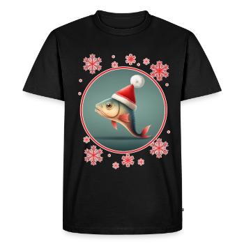 Pêche Pêcheur Pêcheuse Noël Pêcheur Poisson - T-shirt Premium bio Homme - noir - Devant - Nico (187cm)