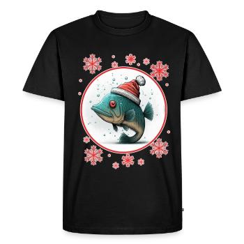Pêche Pêcheur Pêcheuse Noël Pêcheur Poisson - T-shirt Premium bio Homme - noir - Devant - Nico (187cm)