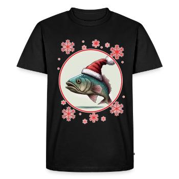Pêche Pêcheur Pêcheuse Noël Pêcheur Poisson - T-shirt Premium bio Homme - noir - Devant - Nico (187cm)