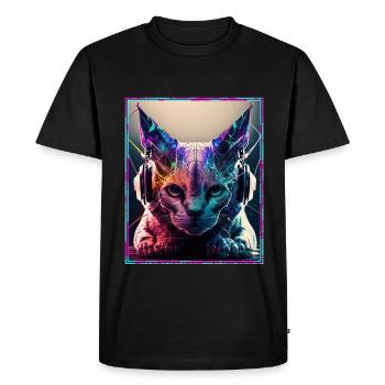 Cat Polygon Headset Headphones Gamer Geometric - Men's Premium Organic T-Shirt - black - Front - Nico (187cm)
