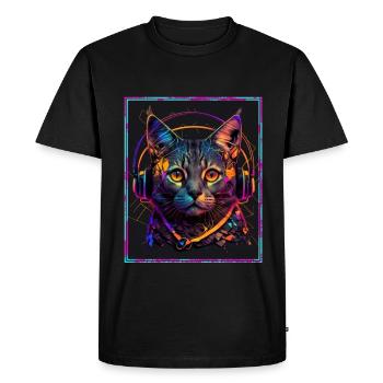 Cat Polygon Headset Headphones Gamer Geometric - Men's Premium Organic T-Shirt - black - Front - Nico (187cm)