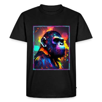 Monkey Polygon Headset Headphones Gamer Geometric - Men's Premium Organic T-Shirt - black - Front - Nico (187cm)