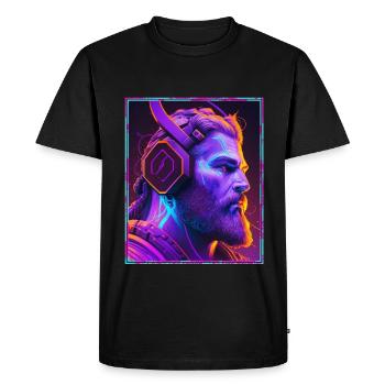Viking Viking Headset Gamer Streamer Music Neon - Men's Premium Organic T-Shirt - black - Front - Nico (187cm)
