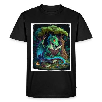 Lire les livres Livre Dragon Fable Fantasy Saga - T-shirt Premium bio Homme - noir - Devant - Nico (187cm)