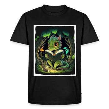 Lire les livres Livre Dragon Fable Fantasy Saga - T-shirt Premium bio Homme - noir - Devant - Nico (187cm)