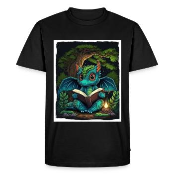 Lire les livres Livre Dragon Fable Fantasy Saga - T-shirt Premium bio Homme - noir - Devant - Nico (187cm)