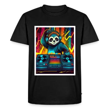 Sloth Morning Grouch DJ Music Retro Neon House - Men's Premium Organic T-Shirt - black - Front - Nico (187cm)