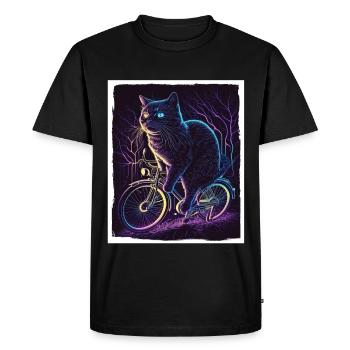 Cat Kitten Bike Bike Illustration abstraite - T-shirt Premium bio Homme - noir - Devant - Nico (187cm)