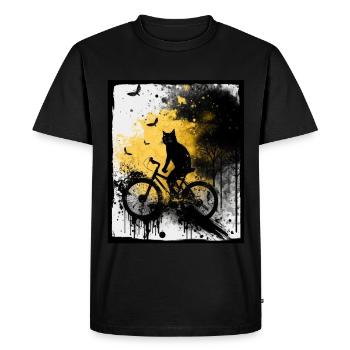 Cat Kitten Bike Bike Illustration abstraite - T-shirt Premium bio Homme - noir - Devant - Nico (187cm)