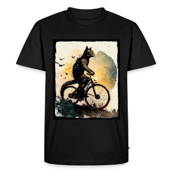 Cat Kitten Bike Bike Illustration abstraite - T-shirt Premium bio Homme - noir - Devant - Nico (187cm)
