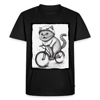 Cat Kitten Bike Bike Illustration abstraite - T-shirt Premium bio Homme - noir - Devant - Nico (187cm)