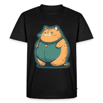 Big Cat Kitten Cute Cat Sleep Tired - Men's Premium Organic T-Shirt - black - Front - Nico (187cm)