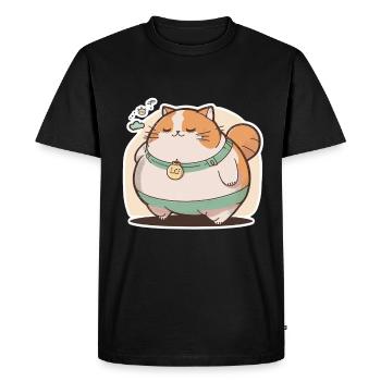 Big Cat Kitten Cute Cat Sleep Tired - Men's Premium Organic T-Shirt - black - Front - Nico (187cm)