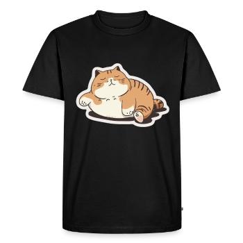 Big Cat Kitten Cute Cat Sleep Tired - Men's Premium Organic T-Shirt - black - Front - Nico (187cm)