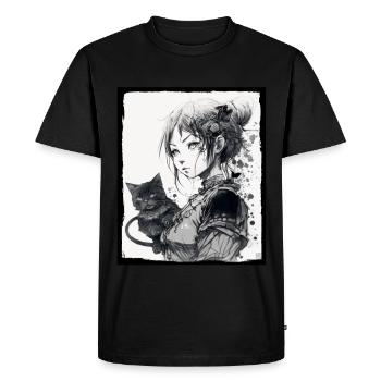 Anime Fille Chaton Chaton Manga Encre Fleur Neon - T-shirt Premium bio Homme - noir - Devant - Nico (187cm)