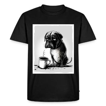Dog Bulldog Coffee Cup Morning Grouch Cocoa Pug - Men's Premium Organic T-Shirt - black - Front - Nico (187cm)