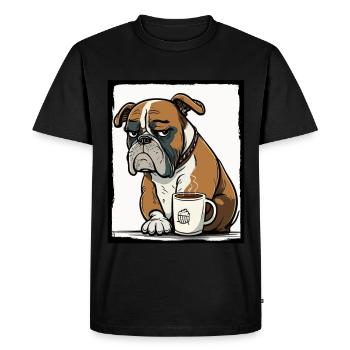 Dog Bulldog Coffee Cup Morning Grouch Cocoa Pug - Men's Premium Organic T-Shirt - black - Front - Nico (187cm)