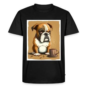 Dog Bulldog Coffee Cup Morning Grouch Cocoa Pug - Men's Premium Organic T-Shirt - black - Front - Nico (187cm)