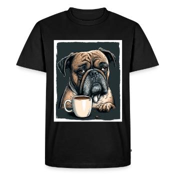 Dog Bulldog Coffee Cup Morning Grouch Cocoa Pug - Men's Premium Organic T-Shirt - black - Front - Nico (187cm)