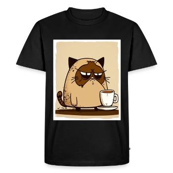 Cat Kitten Coffee Cup Morning Grouch Cocoa - T-shirt Premium bio Homme - noir - Devant - Nico (187cm)