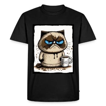 Cat Kitten Coffee Cup Morning Grouch Cocoa - T-shirt Premium bio Homme - noir - Devant - Nico (187cm)