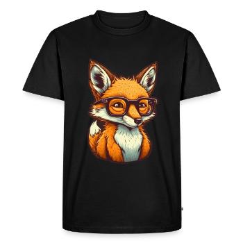 Renard mignon avec des lunettes de lecture Amateur de livres de renard - T-shirt Premium bio Homme - noir - Devant - Nico (187cm)