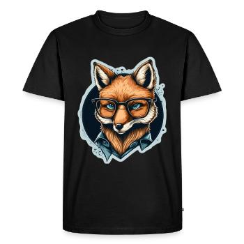 Renard mignon avec des lunettes de lecture Amateur de livres de renard - T-shirt Premium bio Homme - noir - Devant - Nico (187cm)