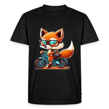 Cute Fox With Glasses Bike Bike Moped Scooter - Men's Premium Organic T-Shirt - black - Front - Nico (187cm)