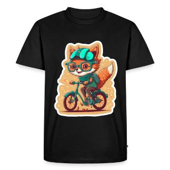 Cute Fox With Glasses Bike Bike Moped Scooter - Men's Premium Organic T-Shirt - black - Front - Nico (187cm)
