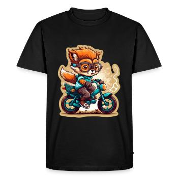 Cute Fox With Glasses Bike Bike Moped Scooter - Men's Premium Organic T-Shirt - black - Front - Nico (187cm)