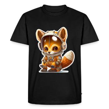 Mignon Fox Space Astronaute Planète Espace - T-shirt Premium bio Homme - noir - Devant - Nico (187cm)