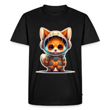 Mignon Fox Space Astronaute Planète Espace - T-shirt Premium bio Homme - noir - Devant - Nico (187cm)