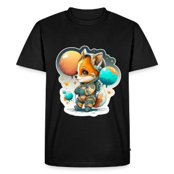 Mignon Fox Space Astronaute Planète Espace - T-shirt Premium bio Homme - noir - Devant - Nico (187cm)