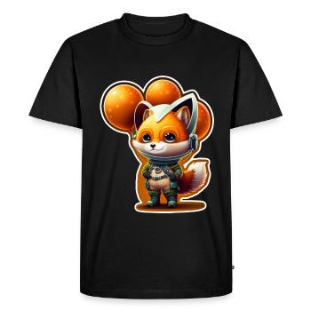 Mignon Fox Space Astronaute Planète Espace - T-shirt Premium bio Homme - noir - Devant - Nico (187cm)
